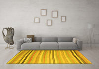 Machine Washable Abstract Yellow Contemporary Rug, wshcon881yw