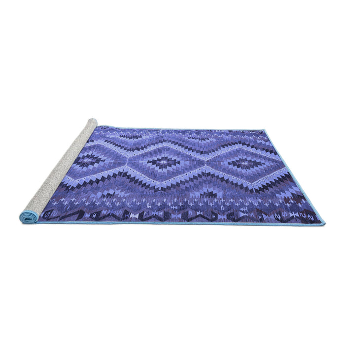 Sideview of Machine Washable Southwestern Blue Country Rug, wshcon882blu