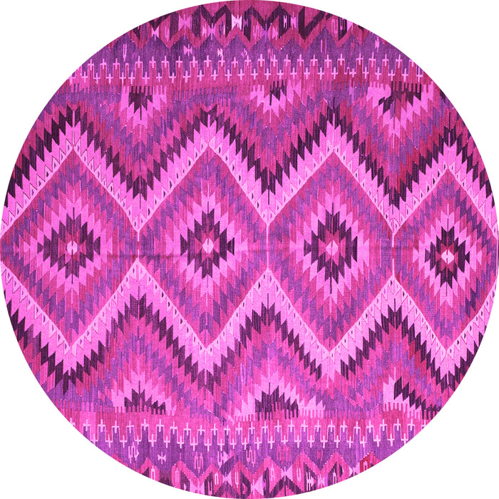 Round Machine Washable Southwestern Pink Country Rug, wshcon882pnk