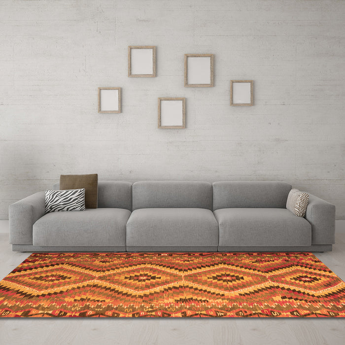 Machine Washable Southwestern Orange Country Area Rugs in a Living Room, wshcon882org