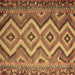 Square Machine Washable Southwestern Brown Country Rug, wshcon882brn