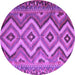 Round Southwestern Purple Country Rug, con882pur