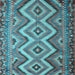 Square Southwestern Light Blue Country Rug, con882lblu