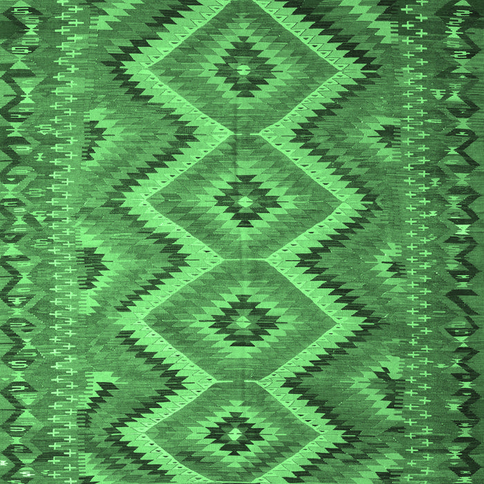 Square Machine Washable Southwestern Emerald Green Country Area Rugs, wshcon882emgrn