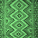 Square Machine Washable Southwestern Emerald Green Country Area Rugs, wshcon882emgrn