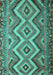 Machine Washable Southwestern Turquoise Country Area Rugs, wshcon882turq