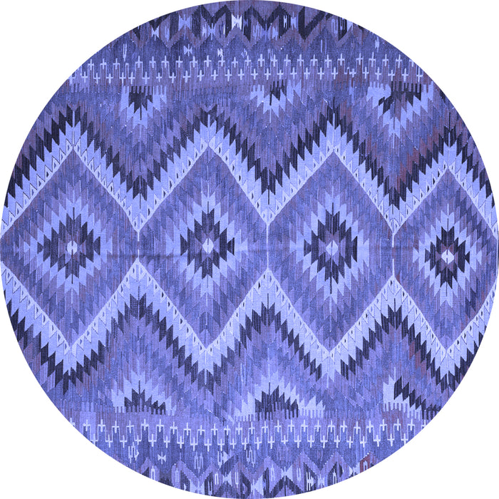 Round Southwestern Blue Country Rug, con882blu