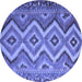 Round Southwestern Blue Country Rug, con882blu