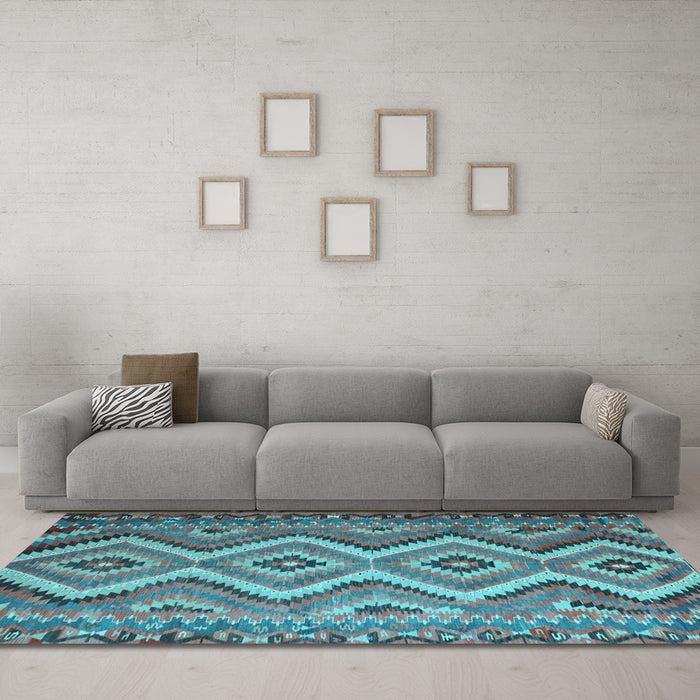 Machine Washable Southwestern Light Blue Country Rug in a Living Room, wshcon882lblu