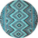 Round Southwestern Light Blue Country Rug, con882lblu