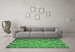 Machine Washable Southwestern Emerald Green Country Area Rugs in a Living Room,, wshcon882emgrn