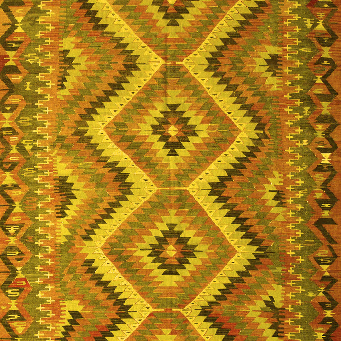 Machine Washable Southwestern Yellow Country Rug, wshcon882yw