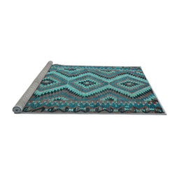 Sideview of Machine Washable Southwestern Light Blue Country Rug, wshcon882lblu