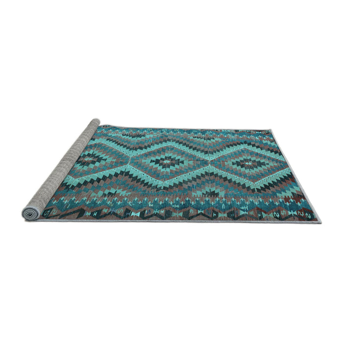 Sideview of Machine Washable Southwestern Light Blue Country Rug, wshcon882lblu