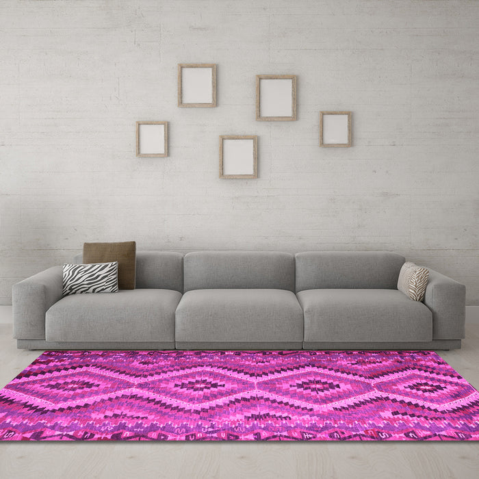 Machine Washable Southwestern Pink Country Rug in a Living Room, wshcon882pnk