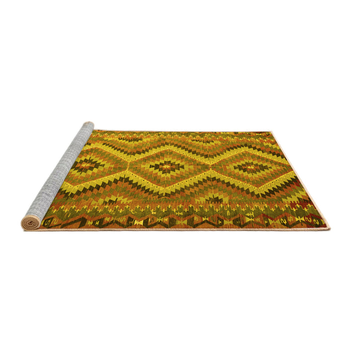 Sideview of Machine Washable Southwestern Yellow Country Rug, wshcon882yw