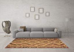 Machine Washable Southwestern Brown Country Rug in a Living Room,, wshcon882brn