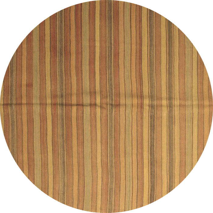 Round Abstract Brown Contemporary Rug, con883brn