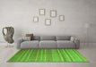 Machine Washable Abstract Green Contemporary Area Rugs in a Living Room,, wshcon883grn