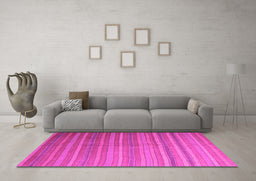 Machine Washable Abstract Pink Contemporary Rug in a Living Room, wshcon883pnk