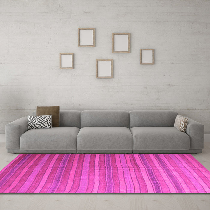 Machine Washable Abstract Pink Contemporary Rug in a Living Room, wshcon883pnk