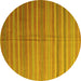 Round Abstract Yellow Contemporary Rug, con883yw