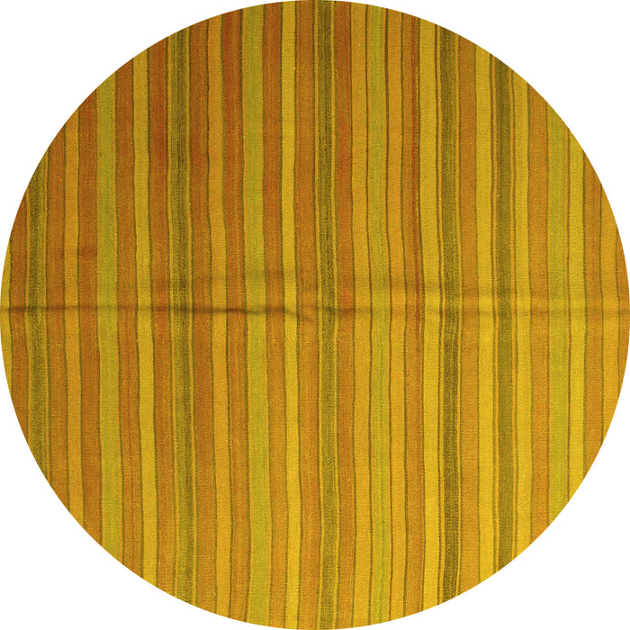 Round Machine Washable Abstract Yellow Contemporary Rug, wshcon883yw