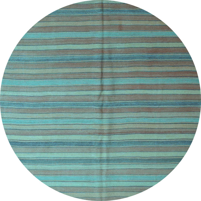 Round Abstract Light Blue Contemporary Rug, con883lblu