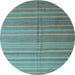 Round Abstract Light Blue Contemporary Rug, con883lblu