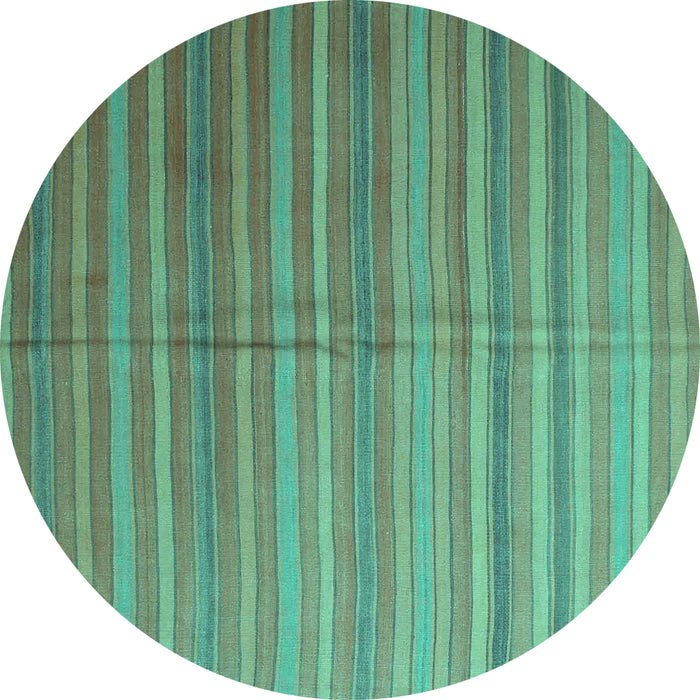 Round Abstract Turquoise Contemporary Rug, con883turq