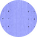 Round Machine Washable Solid Blue Modern Rug, wshcon884blu