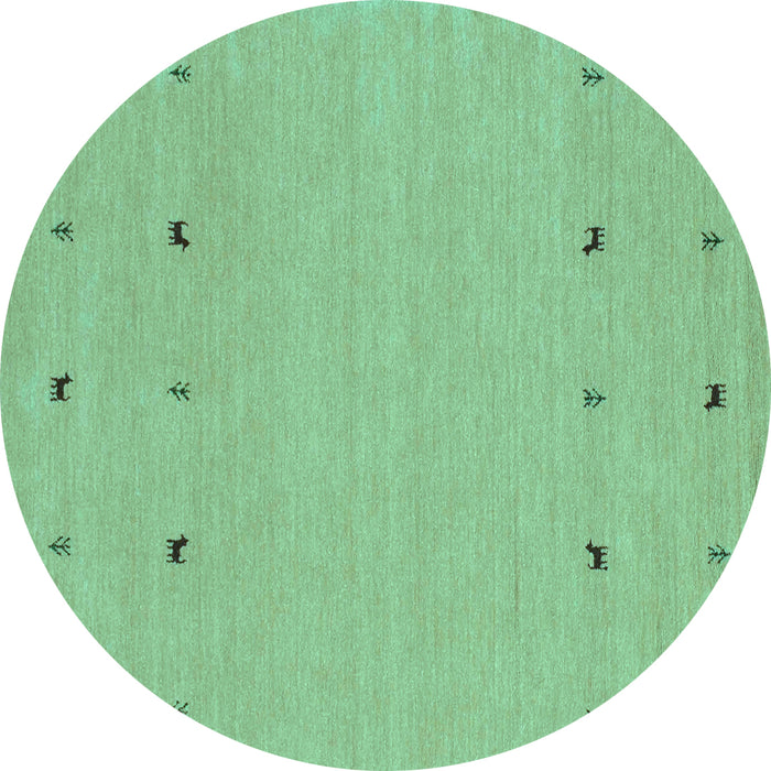 Round Machine Washable Solid Turquoise Modern Area Rugs, wshcon884turq