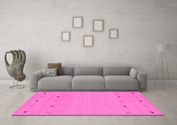 Machine Washable Solid Pink Modern Rug in a Living Room, wshcon884pnk