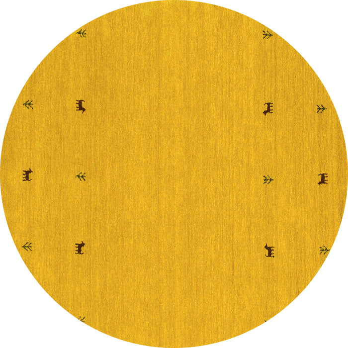 Round Machine Washable Solid Yellow Modern Rug, wshcon884yw