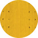 Round Machine Washable Solid Yellow Modern Rug, wshcon884yw