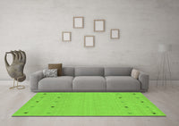 Machine Washable Solid Green Modern Rug, wshcon884grn