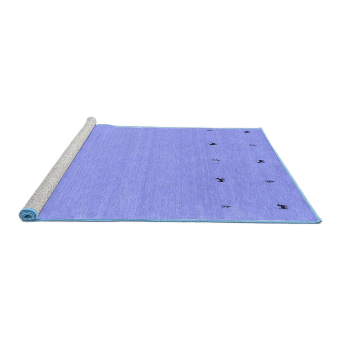 Sideview of Machine Washable Solid Blue Modern Rug, wshcon884blu