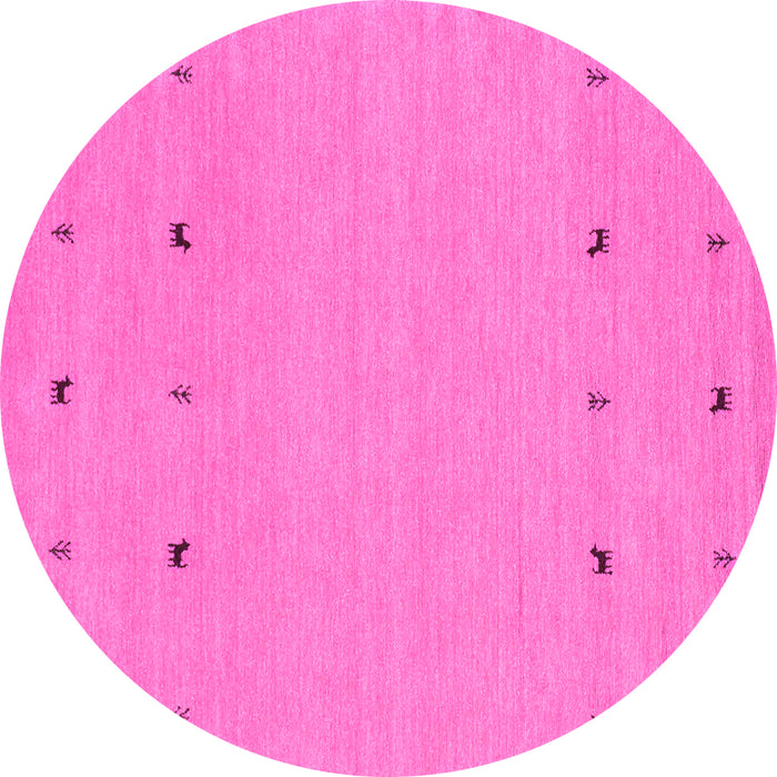 Round Machine Washable Solid Pink Modern Rug, wshcon884pnk