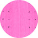 Round Machine Washable Solid Pink Modern Rug, wshcon884pnk