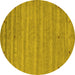 Round Abstract Yellow Contemporary Rug, con885yw