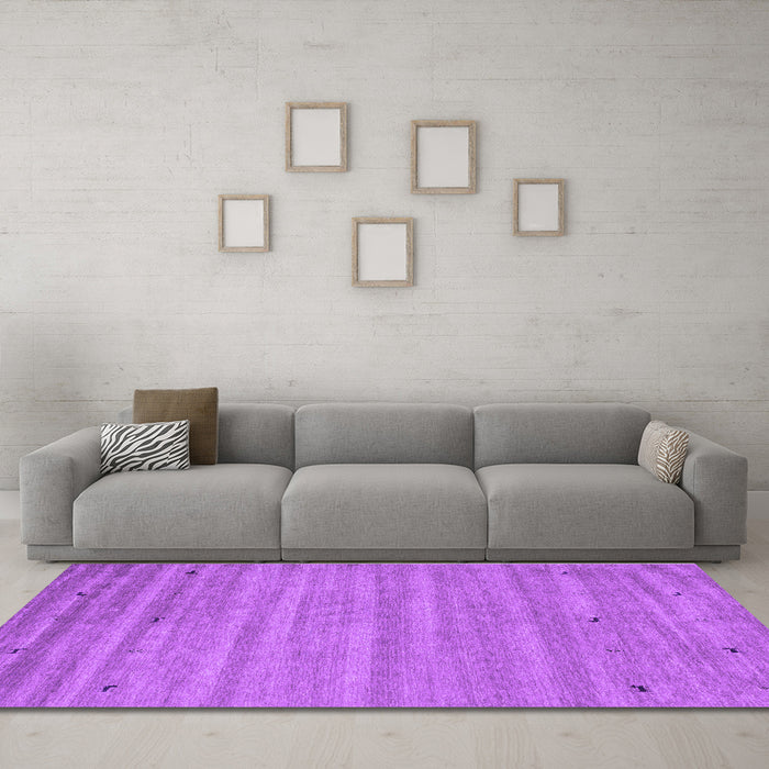 Machine Washable Abstract Purple Contemporary Area Rugs in a Living Room, wshcon885pur
