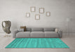 Machine Washable Abstract Turquoise Contemporary Area Rugs in a Living Room,, wshcon885turq