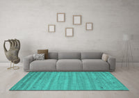 Machine Washable Abstract Turquoise Contemporary Rug, wshcon885turq