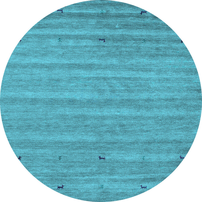 Round Abstract Light Blue Contemporary Rug, con885lblu