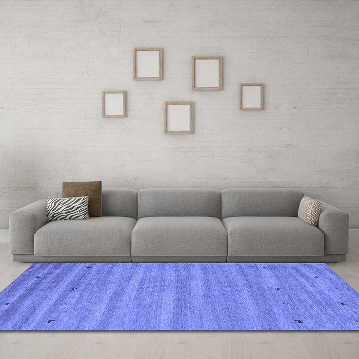 Machine Washable Abstract Blue Contemporary Rug in a Living Room, wshcon885blu