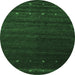 Round Machine Washable Abstract Emerald Green Contemporary Area Rugs, wshcon886emgrn