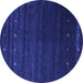 Round Abstract Blue Contemporary Rug, con886blu