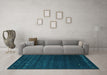 Machine Washable Abstract Turquoise Contemporary Area Rugs in a Living Room,, wshcon886turq