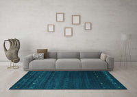 Machine Washable Abstract Turquoise Contemporary Rug, wshcon886turq