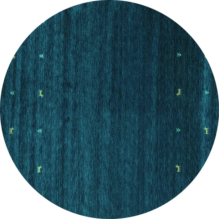 Round Machine Washable Abstract Turquoise Contemporary Area Rugs, wshcon886turq